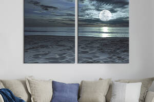 Картина на холсте для интерьера KIL Art диптих Ночной океанский пляж 111x81 см (407-2)