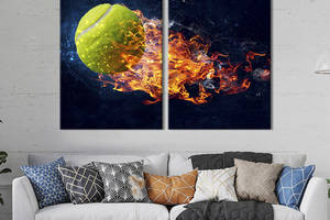 Картина на холсте для интерьера KIL Art диптих Огненный теннисный мяч 111x81 см (494-2)