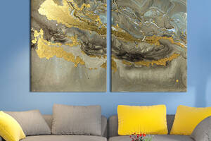 Картина на холсте для интерьера KIL Art диптих Пепельная мраморная текстура 111x81 см (42-2)