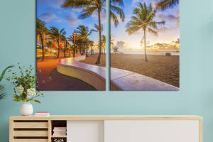 Картина на холсте для интерьера KIL Art диптих Прекрасный пляж Флориды 165x122 см (391-2)