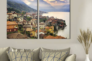 Картина на холсте для интерьера KIL Art диптих Прибрежный городок в Италии 111x81 см (358-2)