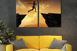 Картина на холсте для интерьера KIL Art диптих Прыжок над пропастью 111x81 см (500-2)