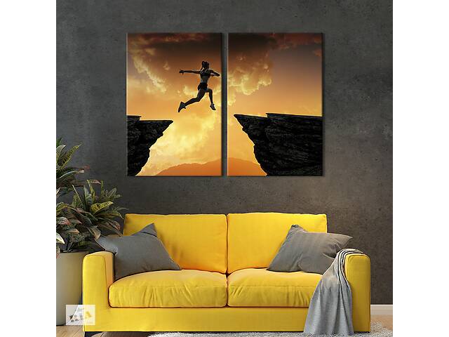 Картина на холсте для интерьера KIL Art диптих Прыжок над пропастью 71x51 см (500-2)