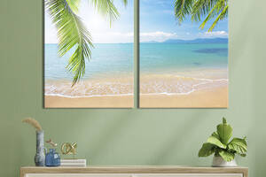 Картина на холсте для интерьера KIL Art диптих Солнечный пляж на Пальма-де-Майорка 165x122 см (412-2)