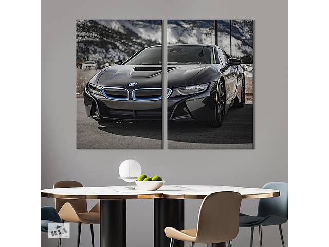 Картина на холсте для интерьера KIL Art диптих Солидный автомобиль BMW i8 71x51 см (115-2)