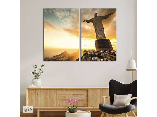 Картина на холсте для интерьера KIL Art диптих Статуя Христа-Искупителя в Рио-де-Жанейро 111x81 см (464-2)