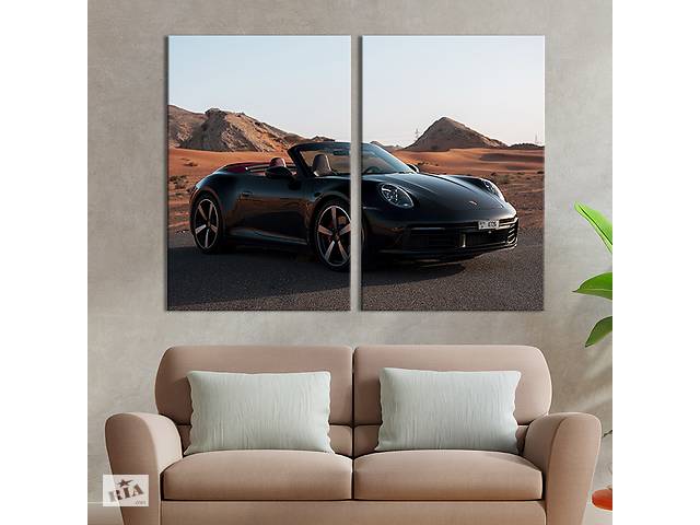 Картина на холсте для интерьера KIL Art диптих Стильный Porsche carrera 71x51 см (127-2)