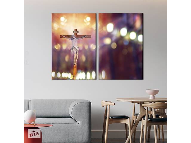 Картина на холсте для интерьера KIL Art диптих Святое распятие Христа 165x122 см (475-2)