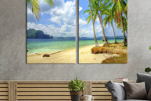 Картина на холсте для интерьера KIL Art диптих Тропический пляж 71x51 см (406-2)