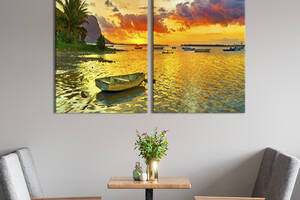 Картина на холсте для интерьера KIL Art диптих Тропическая рыбацкая гавань 165x122 см (441-2)