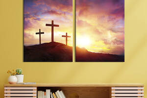 Картина на холсте для интерьера KIL Art диптих Три креста на горе 111x81 см (469-2)
