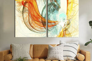Картина на холсте для интерьера KIL Art диптих Цветные абстрактные вихри 111x81 см (50-2)