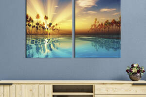 Картина на холсте для интерьера KIL Art диптих Утреннее солнце над заливом 165x122 см (423-2)