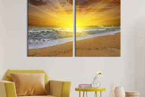 Картина на холсте для интерьера KIL Art диптих Утреняя заря на пляже 71x51 см (410-2)