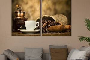 Картина на холсте для интерьера KIL Art диптих Волшебный аромат кофе 111x81 см (291-2)
