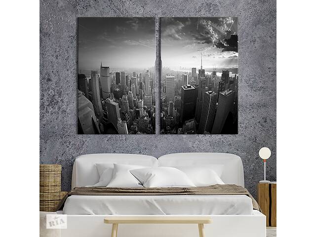 Картина на холсте для интерьера KIL Art диптих Высокие здания Нью-Йорка 111x81 см (313-2)