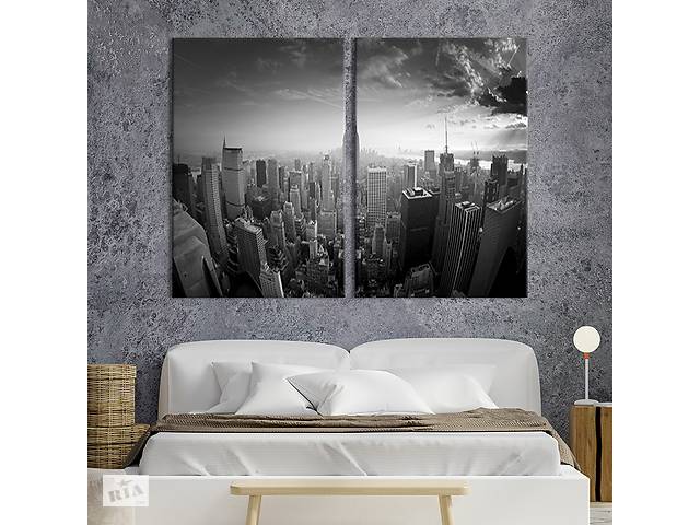 Картина на холсте для интерьера KIL Art диптих Высокие здания Нью-Йорка 71x51 см (313-2)