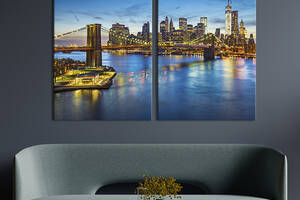 Картина на холсте для интерьера KIL Art диптих Знаменитый Бруклинский мост 111x81 см (333-2)