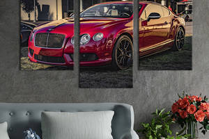 Картина на холсте для интерьера KIL Art Красный Bentley continental gt 66x40 см (113-32)