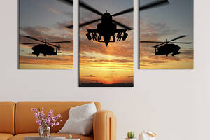 Картина на холсте для интерьера KIL Art Мощные военные вертолеты 96x60 см (91-32)