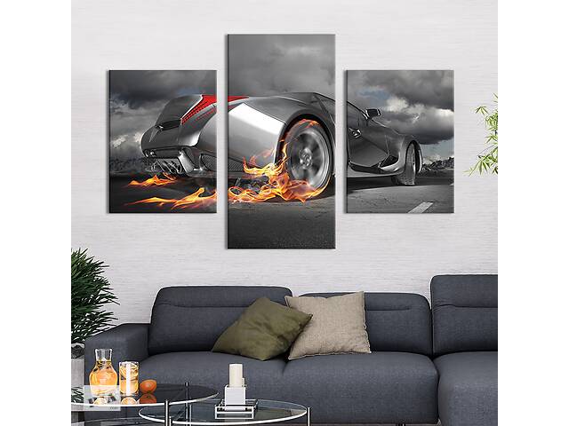 Картина на холсте для интерьера KIL Art Огненная машина 141x90 см (93-32)