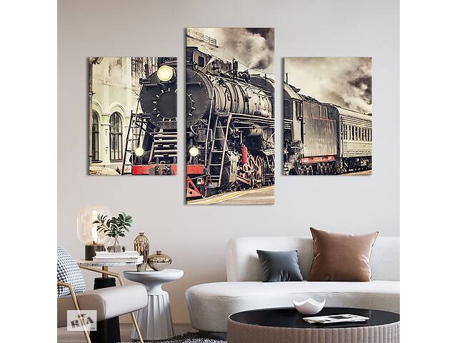 Картина на холсте для интерьера KIL Art Раритетный поезд 66x40 см (98-32)
