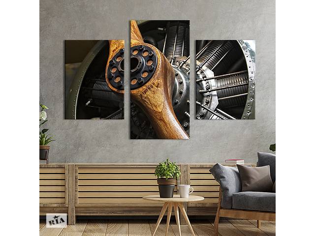 Картина на холсте для интерьера KIL Art Раритетный пропеллер самолёта 96x60 см (102-32)