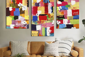 Картина на холсте для интерьера KIL Art Сочетание ярких цветов 141x90 см (11-32)