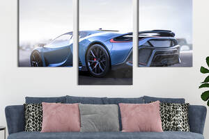 Картина на холсте для интерьера KIL Art Сверхбыстрая голубая гоночная машина 96x60 см (120-32)