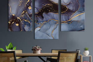 Картина на холсте для интерьера KIL Art Тёмный мраморный холст 96x60 см (1-32)