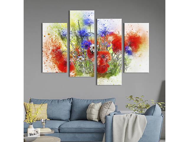 Картина на холсте KIL Art Абстрактные полевые цветы 89x56 см (851-42)