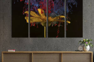 Картина на холсте KIL Art Абстракция и цветок на чёрном фоне 209x133 см (834-41)