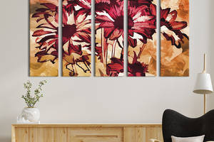 Картина на холсте KIL Art Акриловые цветы бордового цвета 155x95 см (768-51)