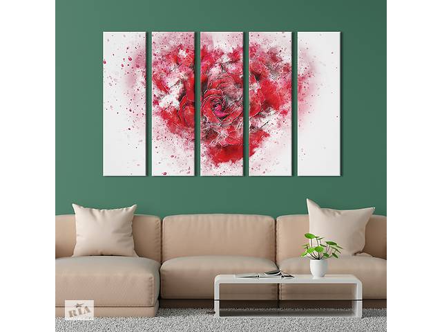 Картина на холсте KIL Art Акварельные розы в форме сердца 155x95 см (821-51)