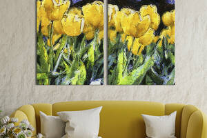 Картина на холсте KIL Art Акварельные жёлтые тюльпаны 165x122 см (906-2)