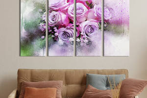 Картина на холсте KIL Art Акварельный букет розовых роз 89x53 см (856-41)