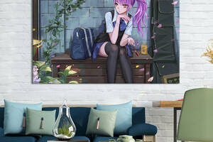 Картина на холсте KIL Art Аниме-девушка с фиолетовыми волосами 75x50 см (1466-1)