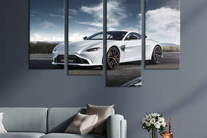Картина на холсте KIL Art Авто Aston Martin Vantage в белом цвете 149x106 см (1402-42)