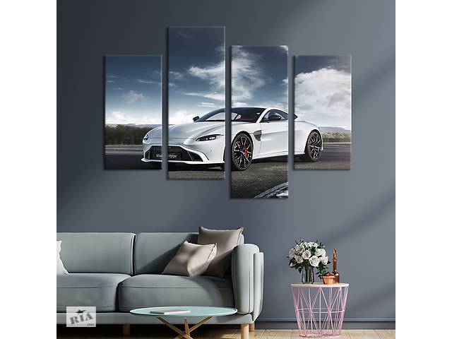 Картина на холсте KIL Art Авто Aston Martin Vantage в белом цвете 149x106 см (1402-42)