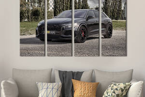 Картина на холсте KIL Art Авто Audi RS Q8 в чёрном цвете 89x53 см (1376-41)