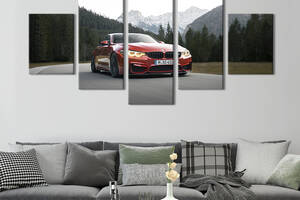 Картина на полотні KIL Art Авто BMW у червоному кольорі 112x54 см (1381-52)