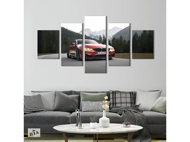 Картина на полотні KIL Art Авто BMW у червоному кольорі 162x80 см (1381-52)