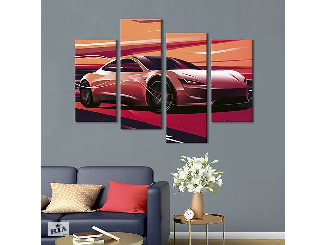 Картина на холсте KIL Art Авто будущего Tesla Roadster 89x56 см (1404-42)