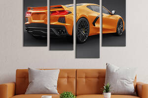 Картина на холсте KIL Art Авто Chevrolet Corvette Stingray на сером фоне 129x90 см (1409-42)