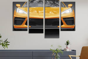 Картина на холсте KIL Art Авто Chevrolet Corvette в оранжевом цвете 129x90 см (1403-42)