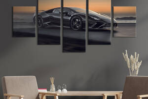 Картина на полотні KIL Art Авто Lamborghini на тлі морських сутінків 162x80 см (1371-52)