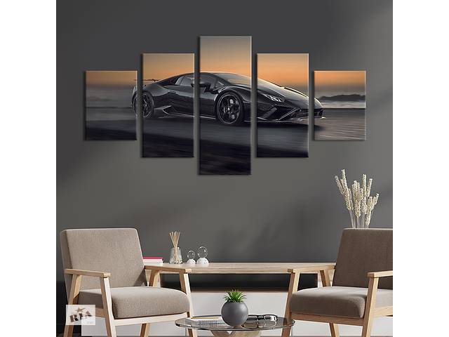 Картина на полотні KIL Art Авто Lamborghini на тлі морських сутінків 112x54 см (1371-52)