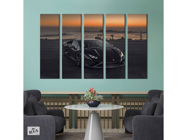Картина на полотні KIL Art Автомобіль Lamborghini Huracаn на березі моря 155x95 см (1375-51)