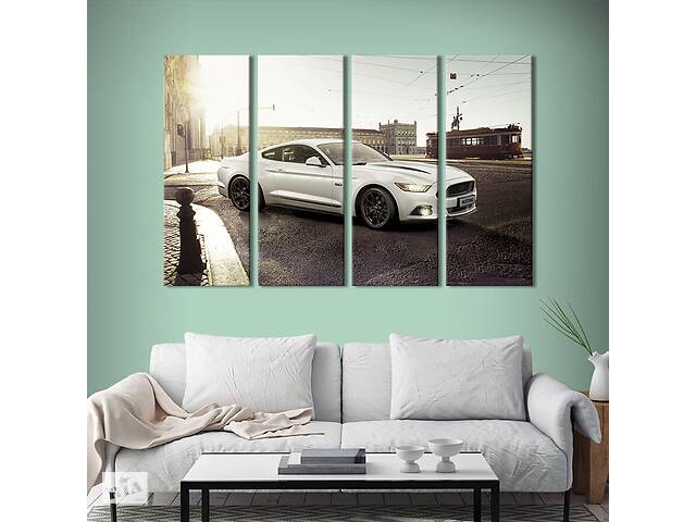 Картина на холсте KIL Art Белый Ford Mustang в городе 149x93 см (1322-41)