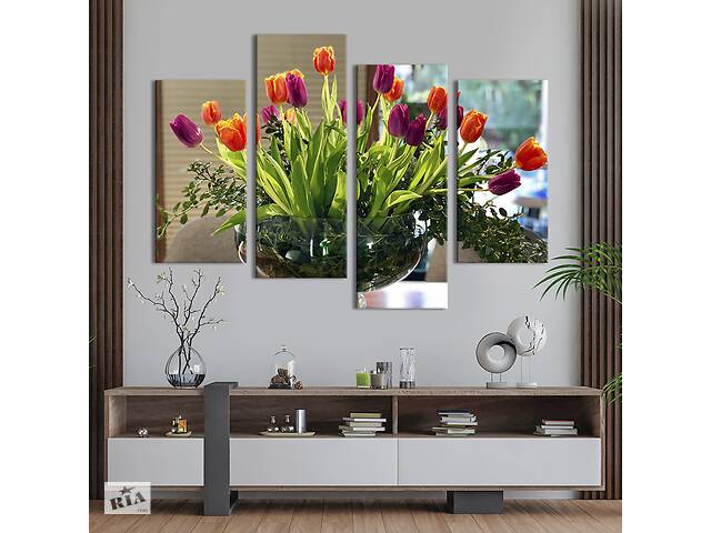 Картина на холсте KIL Art Большой букет тюльпанов 129x90 см (1010-42)